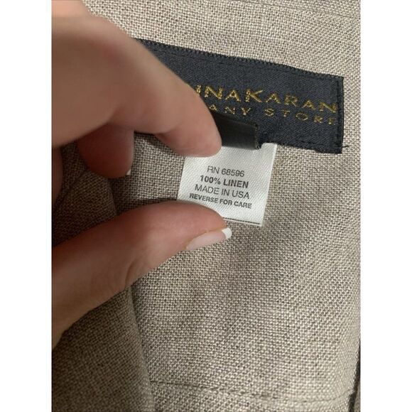 donna karan womens beige browm 100% linen short sleeve blazer jacket 6 small - Picture 4 of 4